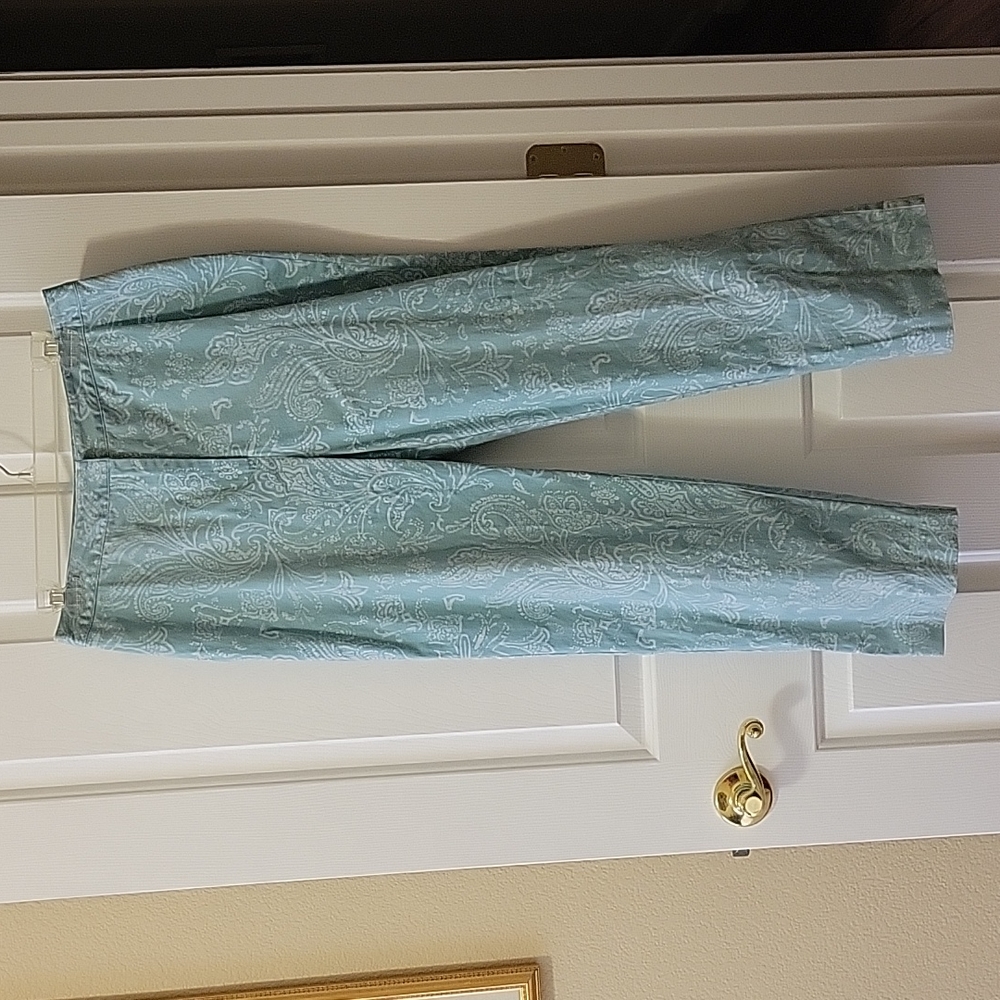 Charter Club Cotton Aqua Patterned Ankle Pants - Size 10